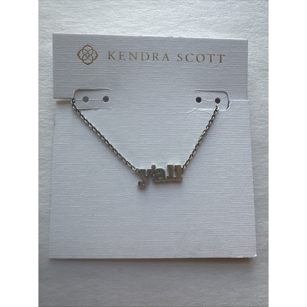 Kendra Scott Y'all Pendant Necklace Adjustable 18" + 3" Extender Sterling Silver